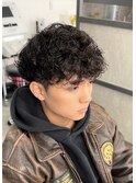 大分メンズ波巻きスパイラルパーマ刈り上げマッシュショート