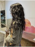 ロングレイヤーパーマドライパーマプードルパーマダークグレー