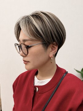 レクタ(recta) 大人30代40代白髪ぼかし透け感ハイトーン×丸みショートボブ