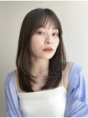 レイヤーカット/ミディアムレイヤー/縮毛矯正/透明感カラー