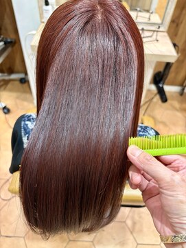 アズールサン 草加西口店(azule-sun) 髪質改善カラー,艶レッド,レッドカラー,艶髪ロング【草加】