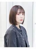 アースカラー/ブラウン/切りっぱなしボブ/小顔/20代30代40代50代