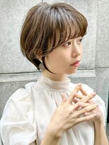 【銀座◇成田】丸みショートオリーブベージュウェットヘア