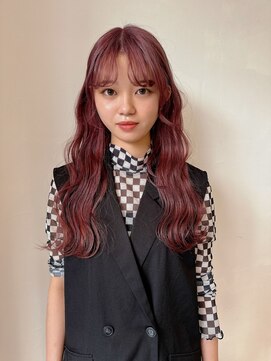 イル(ill) ピンクカラー ウェーブ巻き ダブルカラー