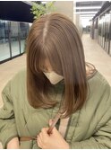 ブリーチ無しで作るオリーブベージュ/透明感カラーダブルカラーA