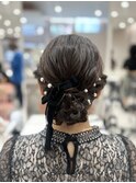 【高木美緒】モコモコシニオン参列ヘアパールピン