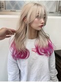ホワイトベージュ ピンクデザインカラー ケアブリーチ