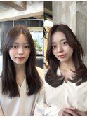 顔まわりレイヤーカット/骨格矯正/小顔前髪顔周りカット/後れ毛