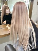 ハイトーンエクステ/ミルクティーベージュ×ホワイトブロンド