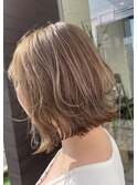 佐賀美容室ぱつっとミディアムレイヤーボブ