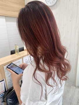 ソワン ドゥ ブレス 立花店(soin de brace) バレイヤージュ×カシスピンク【高嶋仰】