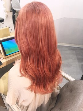 ピヨン 心斎橋(piLLon) オレンジピンク/カール/セミディ/シアーカラー/姫カット/心斎橋