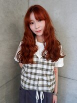 オーオシカシカスペース(OOO YY Space)&nbsp;ブリーチなしオレンジブラウン×ロングパーマ