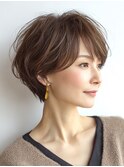 大人ショート　白髪ぼかし　白髪染め　ハイライト　40代50代60代