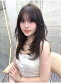 韓国ヘア透明感グレージュ×ザグザグレイヤーカット