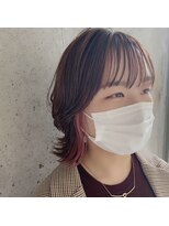ロッカヘアエジェ(ROCCA hair eje.) デザインカラーピンクインナー×外ハネボブ