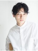 メンズマッシュ ナチュラルウェーブパーマ センターパート