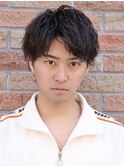 2wayアップバング束感ショートツーブロックマッシュ