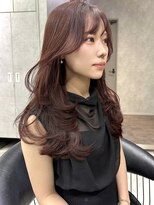 シティ(CITY) 韓国風レイヤー レイヤーカット ピンクブラウン 顔まわりカット