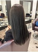 オリーブグレージュ透明感カラー暗髪オリーブベージュ