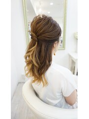 シンプルハーフアップ　ヘアセット