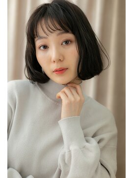 カバーヘア ブリス 川口(COVER HAIR bliss) シースルーバングアッシュブラック大人ボブZ川口20代30代40代