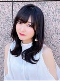 小顔★レイヤーロング前髪カット×黒髪/ブリーチなし[名古屋]
