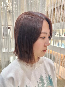 アームス リレーション(Arms Relation) 切りっぱなしボブ ミニボブ ショート ブラウン ツヤ