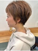 小顔カットショートボブ大人可愛いアッシュオリーブ