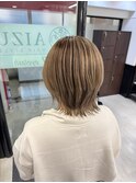 ウルフヘア 白髪ぼかしハイライト
