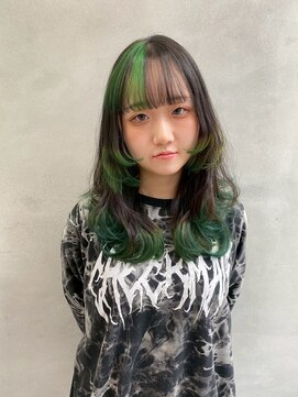 ロペ(ROPE.) ウルフニュアンスロングレイヤー×デザイングリーンカラー