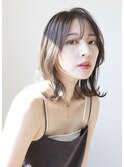 くびれヘアグラデーションカラーフェイスフレーミング鎖骨ミディ