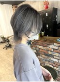 ショートウルフ バレイヤージュ レイヤーカットショートブリーチ