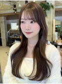 セミロング30代40代ストレートレイヤー前髪なし前髪あり表参道
