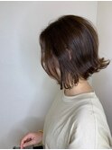 マロンブラウン_マロンベージュ Aラインボブ かきあげ