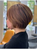 20代30代40代☆大人可愛いピンクベージュ前下がりボブ