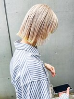 ラミエバイメルト 下北沢(lamie by melt)&nbsp;村上/ミルクティーベージュ裾カラーイエロー切りっぱなしボブ