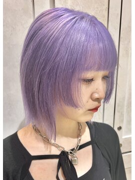 ディーン 名駅店(DEAN) ウルフ レイヤー カット パープルカラー ハイトーン 紫 ブリーチ