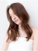 20代30代大人かわいい前髪パーマグレーベージュくびれレイヤー 