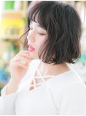 くせ毛風フェザーバング黒髪ニュアンスボブc5北浦和20代30代40代