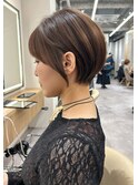 大人可愛い20代30代40代黒髪前下がりショートボブ丸みショート◎