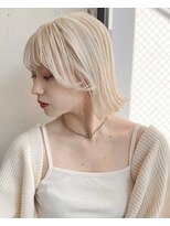 前髪 アンブレラカラー こなれミディ イメチェン ウェーブパーマ