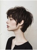 ☆シースルーバング小顔ウルフミディ黒髪メルティカラーボブ