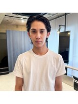 メンズロングヘアオールバック