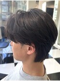 韓国マッシュフェザーパーマニュアンスパーマセンターパート黒髪