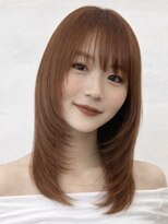 ゲーム 原宿店(GAME)&nbsp;韓国ヘア/ミディアムレイヤー/透明感カラー/オレンジベージュ