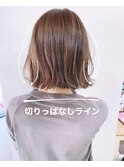 ハイライト切りっぱなしボブウルフ×ミルクティーブラウン