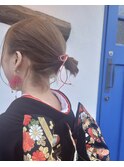 成人式ヘア＊着物ヘアアレンジ＊ちょこんとしたシンプルシニヨン