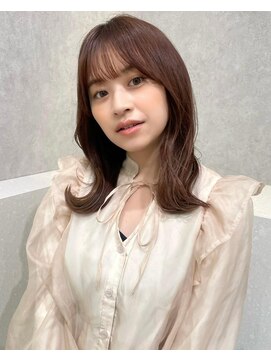 エジョン 三鷹店(Aejon) オレンジベージュ　ミディアムヘア　ヘアアレンジ