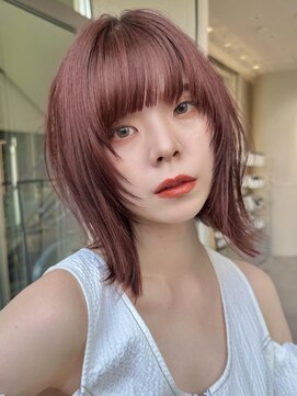 ミンクス ギンザ セントラル(MINX ginza central) 顔まわりレイヤーボブボルドーカラーデザインカラー